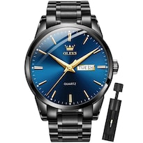 Reloj Olevs Para Hombre, Negro, Analógico, Cuarzo, Acero Inoxidable - Venta Internacional.