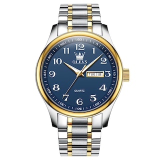 Foto 1 | Foto 1 | Reloj Olevs Analógico Acero Inoxidable Azul Con Fecha Para Hombre - Venta Internacional