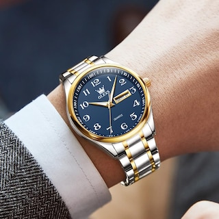 Foto 2 | Foto 2 | Reloj Olevs Analógico Acero Inoxidable Azul Con Fecha Para Hombre - Venta Internacional