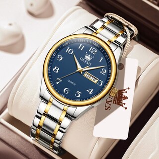 Foto 4 | Foto 4 | Reloj Olevs Analógico Acero Inoxidable Azul Con Fecha Para Hombre - Venta Internacional