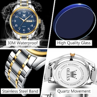 Foto 5 | Foto 5 | Reloj Olevs Analógico Acero Inoxidable Azul Con Fecha Para Hombre - Venta Internacional