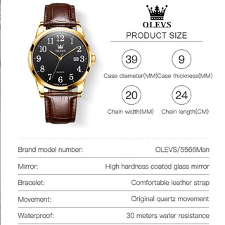 Foto 5 | Foto 5 | Reloj Olevs Para Hombre Cuero Marrón Cara Grande Cuarzo Impermeable - Venta Internacional
