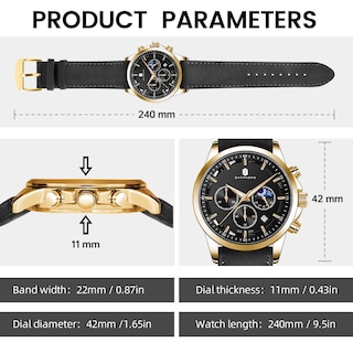 Foto 6 | Foto 6 | Reloj By Benyar Chronograph Waterproof Para Hombre En Piel Negra - Venta Internacional.