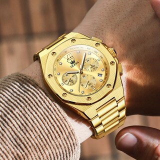 Foto 2 | Foto 2 | Reloj Olevs Gold Chronograph De Acero Inoxidable De 42 Mm Para Hombre - Venta Internacional.