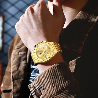 Foto 3 | Foto 3 | Reloj Olevs Gold Chronograph De Acero Inoxidable De 42 Mm Para Hombre - Venta Internacional.