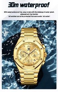 Foto 5 | Foto 5 | Reloj Olevs Gold Chronograph De Acero Inoxidable De 42 Mm Para Hombre - Venta Internacional.