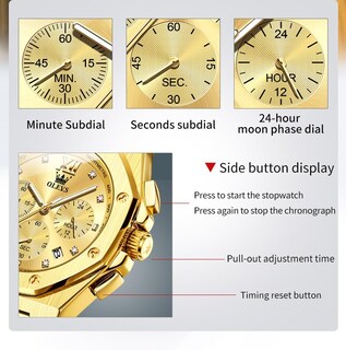 Foto 6 | Foto 6 | Reloj Olevs Gold Chronograph De Acero Inoxidable De 42 Mm Para Hombre - Venta Internacional.