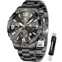 Reloj Olevs Black Moon Phase Impermeable Para Hombre Con Funda De 44 Mm - Venta Internacional.