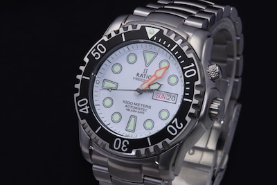 Foto 2 | Foto 2 | Reloj De Buceo Ratio Freediver Helium-safe 1000m Para Hombre, Color Blanco - Venta Internacional.