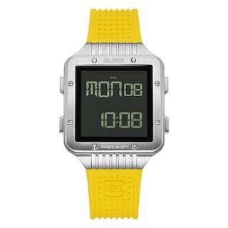 Foto 1 | Foto 1 | Reloj Glock Precision Para Hombre Con Caja De Acero Plateado Y Correa Amarilla - Venta Internacional.