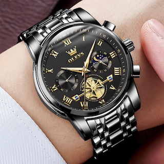 Foto 2 | Foto 2 | Reloj Olevs Black Fashion Big Face Analógico De Cuarzo Para Hombre - Venta Internacional.