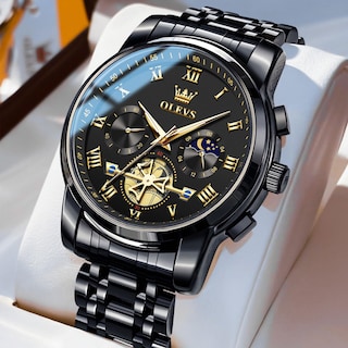 Foto 3 | Foto 3 | Reloj Olevs Black Fashion Big Face Analógico De Cuarzo Para Hombre - Venta Internacional.