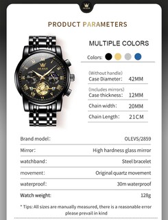 Foto 6 | Foto 6 | Reloj Olevs Black Fashion Big Face Analógico De Cuarzo Para Hombre - Venta Internacional.