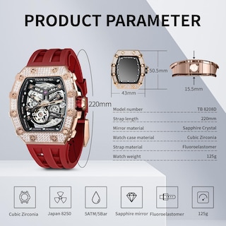 Foto 6 | Foto 6 | Reloj Tsar Bomba Luxury Automatic Skeleton Tonneau para Hombre - Venta Internacional