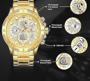 Foto 4 | Foto 4 | Reloj Despertador Huoguo Para Hombre Deportivo Impermeable Dorado - Venta Internacional.