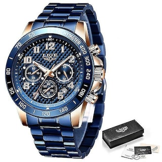 Foto 1 | Foto 1 | Reloj De Pulsera Huoguo Alarm Clocks Chronograph Para Hombre Con Correa Azul - Venta Internacional.