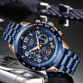 Foto 3 | Foto 3 | Reloj De Pulsera Huoguo Alarm Clocks Chronograph Para Hombre Con Correa Azul - Venta Internacional.
