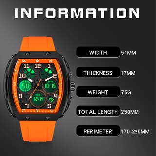 Foto 7 | Foto 7 | Reloj De Pulsera Findtime Unique Rectangle Para Hombre Color Naranja 5 Atm - Venta Internacional.