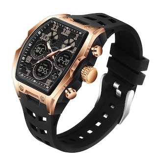Foto 1 | Foto 1 | Reloj Fanmis Fashion Con Esfera Rectangular Hueca Para Hombre Negro Y Dorado - Venta Internacional.