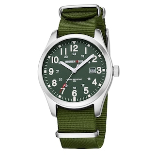 Foto 1 | Foto 1 | Reloj Golden Hour Con Correa Deslizante De Nailon Para Hombre Color Verde Plateado - Venta Internacional.