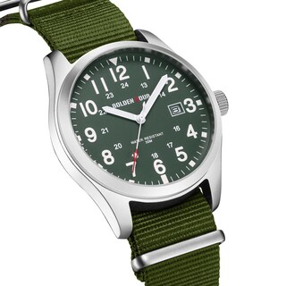 Foto 2 | Foto 2 | Reloj Golden Hour Con Correa Deslizante De Nailon Para Hombre Color Verde Plateado - Venta Internacional.