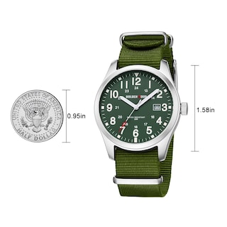 Foto 3 | Foto 3 | Reloj Golden Hour Con Correa Deslizante De Nailon Para Hombre Color Verde Plateado - Venta Internacional.