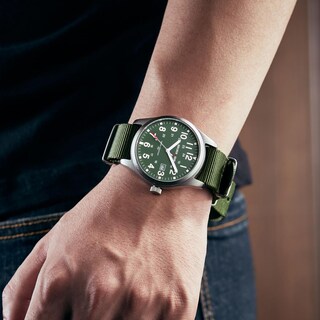 Foto 7 | Foto 7 | Reloj Golden Hour Con Correa Deslizante De Nailon Para Hombre Color Verde Plateado - Venta Internacional.