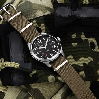 Foto 6 | Foto 6 | Reloj Golden Hour Con Correa Deslizante De Nailon Para Hombre Color Marrón Plateado - Venta Internacional.