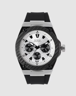 Foto 5 | Foto 5 | Reloj Guess Hombre Legacy W1049g3 Caja Redonda 45mm Diámetro Acero Inoxidable Cierre Hebilla Movimiento Cuarzo Dial Blanco