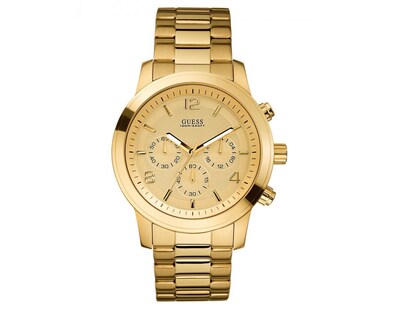 Foto 1 | Foto 1 | Reloj Guess Hombre Classic W15061g2 Caja Redonda 45mm Diámetro Acero Inoxidable Cierre Desplegable Movimiento Cuarzo Dial Dorado