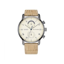 Reloj Tommy Hilfiger Hombre Kane 1710399 Caja Redonda 44mm Diámetro Acero Inoxidable Cierre Hebilla Movimiento Cuarzo Dial Beige