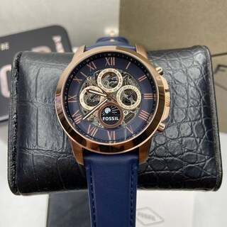 Foto 5 | Foto 5 | Reloj Fossil Hombre Grant Me3029 Caja Redonda 38mm Diámetro Acero Inoxidable Cierre Hebilla Movimiento Cuarzo Dial Azul