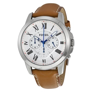Foto 1 | Foto 1 | Reloj Fossil Hombre Grant Fs5060 Caja Redonda 44mm Diámetro Acero Inoxidable Cierre Hebilla Movimiento Cuarzo Dial Blanco