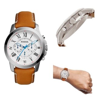 Foto 6 | Foto 6 | Reloj Fossil Hombre Grant Fs5060 Caja Redonda 44mm Diámetro Acero Inoxidable Cierre Hebilla Movimiento Cuarzo Dial Blanco