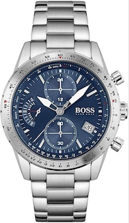 Foto 1 | Foto 1 | Reloj Hugo Boss Hombre Pilot 1513850 Caja Redonda 44mm Diámetro Acero Inoxidable Cierre Desplegable Movimiento Cuarzo