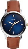 Reloj Fossil Hombre Minimalist Fs5499 Caja Redonda 44mm Diámetro Acero Inoxidable Cierre Hebilla Movimiento Cuarzo Dial Azul