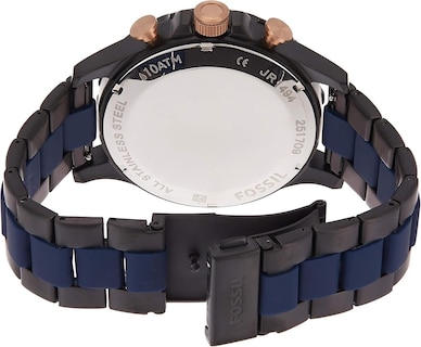 Foto 5 | Foto 5 | Reloj Fossil Hombre Nate Jr1494 Caja Redonda 40mm Diámetro Acero Inoxidable Cierre Desplegable Movimiento Cuarzo Dial Azul