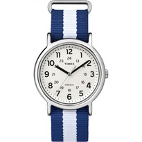 Reloj Timex Weekender Tw2p67800 Unisex De Nylon Azul/blanco - Venta Internacional.