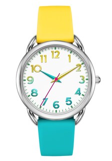 Foto 1 | Foto 1 | Reloj Bisley Para Mujer, Correa De Silicona Amarilla/azul, Funda De 38 Mm - Venta Internacional.