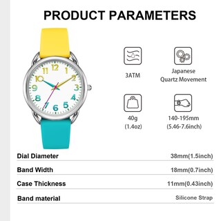 Foto 4 | Foto 4 | Reloj Bisley Para Mujer, Correa De Silicona Amarilla/azul, Funda De 38 Mm - Venta Internacional.