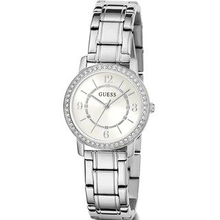 Foto 5 | Foto 5 | Funda De Pulsera Para Mujer Watch Guess, 28 Mm, Tono Plateado, Esfera Blanca - Venta Internacional.