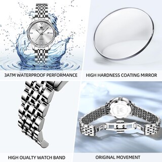 Foto 6 | Foto 6 | Reloj Olevs Classic Para Mujer De Acero Inoxidable Con Diamante Plateado - Venta Internacional.