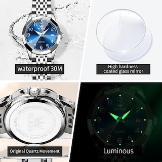 Foto 5 | Foto 5 | Reloj Olevs Vestido De Moda Azul Diamond Para Mujer, Impermeable - Venta Internacional.