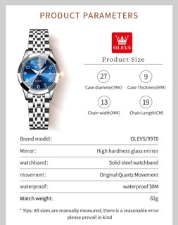 Foto 6 | Foto 6 | Reloj Olevs Vestido De Moda Azul Diamond Para Mujer, Impermeable - Venta Internacional.
