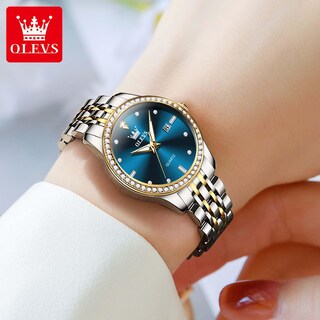 Foto 2 | Foto 2 | Reloj Olevs de Acero Inoxidable Impermeable con Esfera de Diamante Azul para Mujer - Venta Internacional