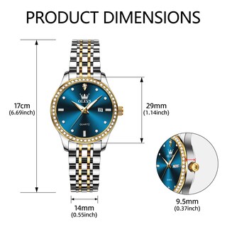 Foto 5 | Foto 5 | Reloj Olevs de Acero Inoxidable Impermeable con Esfera de Diamante Azul para Mujer - Venta Internacional