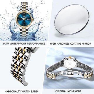 Foto 6 | Foto 6 | Reloj Olevs de Acero Inoxidable Impermeable con Esfera de Diamante Azul para Mujer - Venta Internacional