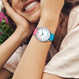 Foto 2 | Foto 2 | Reloj Bisley de Silicona Rosa y Azul 38mm para Mujer - Venta Internacional