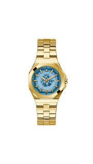 Foto 1 | Foto 1 | Reloj Guess Para Mujer, Correa Dorada De 34 Mm Y Esfera Turquesa - Venta Internacional.