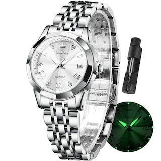 Foto 1 | Foto 1 | Reloj Olevs De Acero Inoxidable Plateado Para Mujer Con Fecha De Diamante - Venta Internacional.